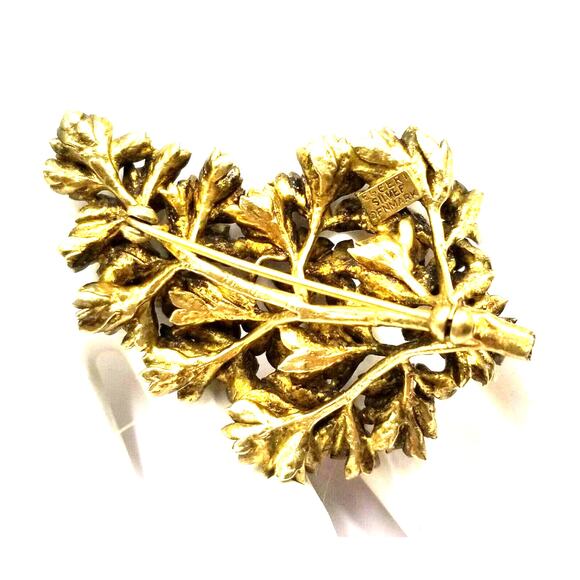 Vintage DENMARK Brooch Signed Eggert Silver Gold Vermeil W237 - Picture 2 of 2